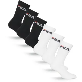 Tennissocken FILA "UNISEX CREW TENNIS FULL TERRY SOCKS", Damen, Gr. 43-46, schwarz-weiß (501, schwarz, weiß), Baumwollmischung, elastisch, Socken Tennissocken, Sportsocken, flache Zehennaht