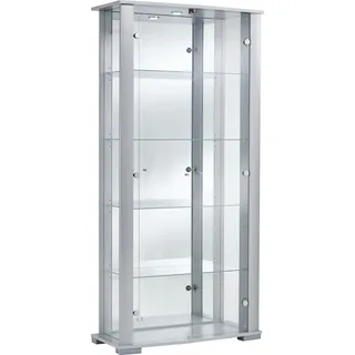 fif Möbel Vitrine STELLA 86 x 38 x 178 cm Silber