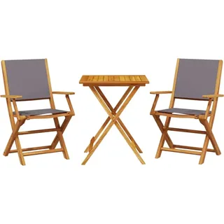 vidaXL 3-tlg. Bistro-Set Anthrazit Stoff und Massivholz - Grau