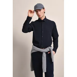 Bugatti Langarmhemd mit Elasthananteil, blau