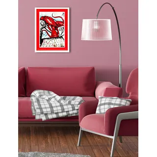 queence Bild mit Rahmen »Hummer, Tier, Abstrakt, rot« Abstrakt   Fisch & Meeresfrüchte 1 Stk. tlg. Poster mit buntem Acrylglas Passepartout, rot
