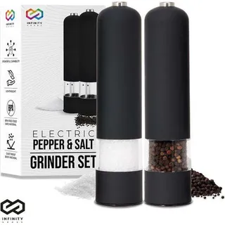 Aviro Elektrische Pfeffer- und Salzmühle Set - Pfeffermühle - Salzmühle - Einstellbarer Mahlgrad - Gewürzmühle - Schwarz - Schwarz