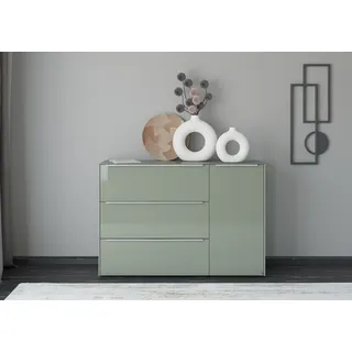 Set One by Musterring Sideboard Reno 137 x 94 x 42 cm Olivgrün matt lack / Glas Olivgrün glanz