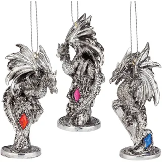 Christbaumschmuck - Drei Drachen von Amesbury Castle Holiday Ornament Set von drei - Drachen-Statue