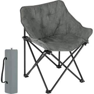 Kompaktes, opklapbaar Strandset für Picknick - dunkelgrau - mit Leder und Reisetasche - 63 x 44 x 73,5 cm - Weiß