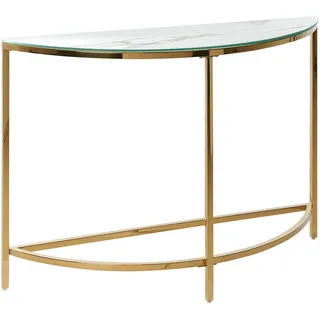 Beliani Konsolentisch Marmor Optik weiß/gold Orita , Weiß, Goldfarben , Glas , 111x78x36 cm , Wohnzimmer, Wohnzimmertische, Konsolentische