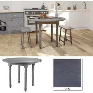 Esstisch klein, 60 x 75 cm (Ø x H) Grau, runder vintage Küchentisch, Industrie-Design, vintagebraun-schwarz Esstisch Esszimmertisch Wohnzimmer Küchentisch - Grau