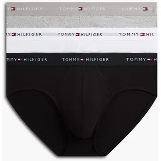 Slip "3P BRIEF DTM", Damen, Gr. M (50), 3 Stk., mid grau heather, schwarz, weiß, Jersey, Obermaterial: 95% Baumwolle, 5% Elasthan, TOMMY HILFIGER UNDERWEAR, körpernah, Unterhosen Slip, mit Logo-Elastikbund