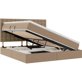 vidaXL Bett mit Stauraum und LED Cappuccino 180 x 200 cm Kunstleder - Braun