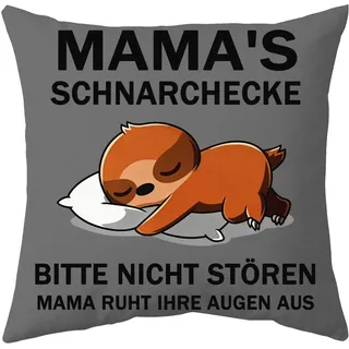 trabag Muttertagsgeschenk 2026 für Mama: Mama's SCHNARCHECKE Faultier Kissen 45x45cm | Perfektes Muttertagsgeschenk für Mama, Oma, Frau, Lustiges Dekokissen aus weichem Kurzflor Plüsch zum Entspannen