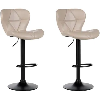 BELIANI Barhocker Hellbeige Kunstleder Höhenverstellbar Drehbar mit Hoher Rückenlehne Schwarzes Metallgestell Fußstütze Modern Kücheninsel Küchenbar - Beige, Schwarz
