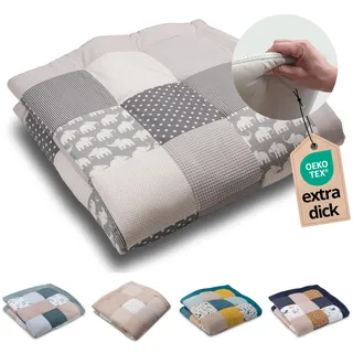 ULLENBOOM Krabbeldecke für Baby 140x140 cm - Dick und weich gepolstert | Außenmaterial: 100% Baumwolle, Alle Materialien OEKO-TEX zertifiziert, Made in EU, Schadstoffgeprüft und waschbar