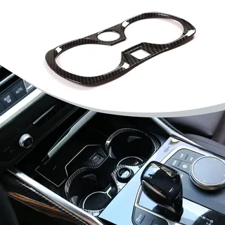 DIYUCAR ABS Chrom Auto Mittelkonsole Becherhalter Dekoration Rahmen Verkleidung für G20 G28 325li 3er Serie 2019 2020 2021 2022 Zubehör (Kohlefaser)