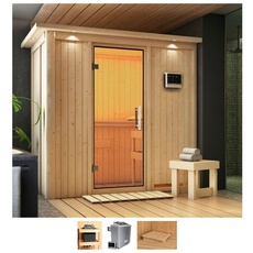 Bild Sauna »Vada«, (Set), 9 KW-Ofen mit externer Steuerung beige
