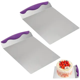 DAWRIS Tortenheber, Kuchenheber, 2 Stück Edelstahl Tortenretter Kuchenretter mit Griff Tortenzubehör für Kuchen, Pizza, Ideal als Tortenunterlage und Pizzaschieber