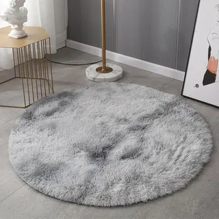 HARESLE Teppich Wohnzimmer,Flauschiger Teppich Schlafzimmer,Hochflor Teppiche Waschbar,Shaggy Teppiche Kinderzimmer,Kleiner Tepich Weich für Büro,rutschfest Kuschelteppich (Hellgrau,90cm/36 Zoll)
