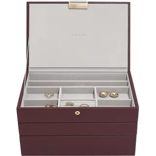 Stackers Burgunderrot Set mit 4 klassischen Schmuckkästchen