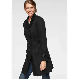 Trenchcoat ANISTON CASUAL, Damen, Gr. 36, schwarz, Web, Obermaterial: 100% Baumwolle. Futter: 100% Polyester, unifarben, figurumspielend ca. Mitte Oberschenkel, verstellbar, Mäntel Trenchcoat, mit Gürtel zum Regulieren