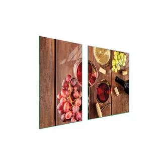 Herdabdeckplatten 2 teilig 100x52 Glaskeramikkochfeld Abdeckung Glas Schneidebrett Wein Holz