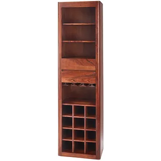 Kobolo Weinregal Weinschrank MASSIVE- Akazienholz - 50x36x180cm - Wohnzimmer Esszimmer Hochschrank Schrank Regal Zuhause Einrichtung Home Deko Zuhause - Braun