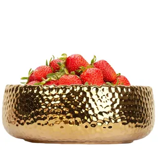 LOUIE SILNA Salatschüsseln,Runde Keramik Obstschalen,Golden Rührschüssel,Zum Dekorieren Von Für Schüssel Partys,Hochzeit,Küche