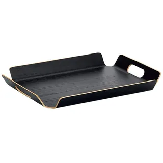 Zeller Present Servierplatte Holz / Wengefurnier, 2 seitliche Griffe, erhabener Rand,