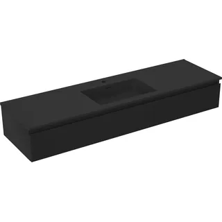 Mexen Orio Badezimmermöbel 160 cm mit Waschbecken Otis, 1 Schublade, Schwarz Matt - 91A10-16023-1-BF71-W18M71