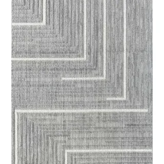 Grau Teppich Geometrisches Wohnzimmer Arbeitszimmer Kurzflor Weiß Linien