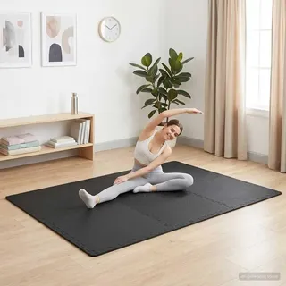 vidaXL Bodenmatten 54 Stk. 4,86 m2 EVA-Schaumstoff Schwarz - Schwarz