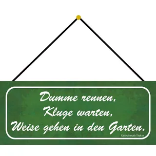 Schatzmix Garten Dumme rennen Metallschild 27x10cm Wanddeko tin Sign m. Kordel Blechschild, Blech, Mehrfarbig, 27x10 cm
