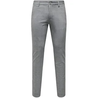 ONLY & SONS O&S Stoffhose Chino Elegante Business Pants Karierte Stretch Trousers Slim Fit Tapered Leg ONSMARK, Farben:Grau, Größe Hosen:33W / 30L, Beinlänge:L30
