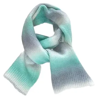 QDMHA 2er Set Wollschal Damen 150x25 cm, gestreifte Regenbogen Schals, Warmer Winterschal, kuschelige Schals und Wraps für Frauen, modischer Schals für kalte Tage (hellgrün, 150 * 25CM 2ST)