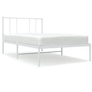 vidaXL Bettgestell mit Kopfteil Metall Weiß 90x200 cm - Weiß