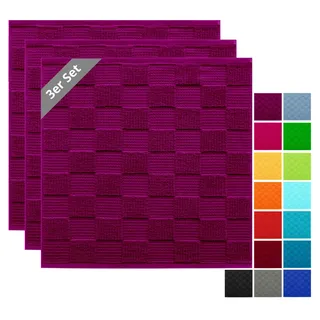 Lashuma Geschirrtücher 100% Baumwolle - Küchenhandtücher & Geschirrhandtücher 50x50 cm Waffelpique & Frottee Lila - Orchidee, 3er Set