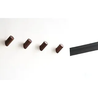 anaan One-Tenth Wandhaken Holz Garderobenhaken aus Massivholz Kleiderhaken Wanddeko Modern (Walnuss, 4er Set S Φ3*6cm)