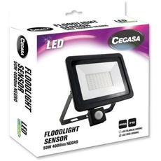 cegasa Floodlight LED-Sensor, 50 W, 4.000 lm, 6.500, Standard, Schwarz
