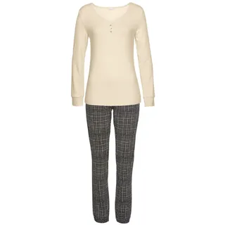 LASCANA LASCANA, Pyjama 2 tlg. mit geripptem Langarmshirt, schwarz