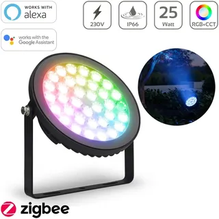 MiBoxer RGB+CCT LED Gartenstrahler 25W 230V Zigbee 3.0 Gartenleuchte mit Erdspie...