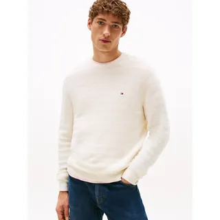 Tommy Hilfiger Rundhalspullover »STRIPE STRUCTURE« regular fit, leicht überschnittene Schultern, weiß