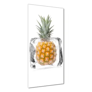 Wallario selbstklebende Duschrückwand 90 x 200 cm mit Motiv Ananas in Eiswürfel - Eiskaltes Obst - Wandverkleidung mit Hochglanzlaminat in Glasoptik