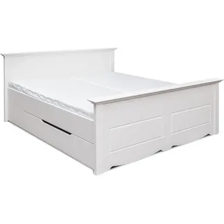 Bett Polster Design Holzbetten Doppel Betten Weiß 180x200 Schlaf Zimmer Landhaus - Weiß