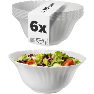 KADAX Schüssel ∅ 16 cm, 6er Set, Schale aus gehärtetem Glas, Obstschale, Salatschüssel, Dessertschale, Müslischüssel, Suppenschale, Snackschale, Spülmaschinenfest (Weiß)