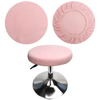 HuaLiSiJi Hockerbezug Rund Rosa 30-40cm, Luxuriöser Stoff, Rund Dehnbar Knitterfrei Waschbar Staubdicht Hocker Bezug (1Pcs Rosa)