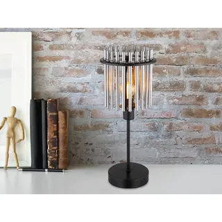Ausgefallene LED Retro Nachttischlampe Lampenschirm Rauchglas Fensterbank H 37cm