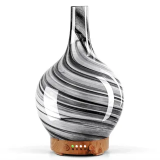 Porseme Aroma Diffuser Glas Luftbefeuchter,Diffusor aus Kunst Glas Ultraschall Leise,7 farbwechselnde LEDs Raumbefeuchter,BPA Frei für Wohnung Yoga SPA mit Timer Weihnachten Geschenk für Frauen