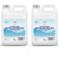 Destilliertes Wasser, 100 % reine Premium-Qualität, ideal für CPap, Bügeleisen, Luftbefeuchter, Reinigung, Motoren und mehr, hergestellt in Großbritannien (10 Liter)