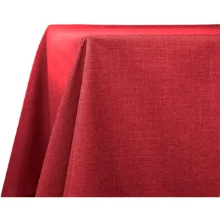 Decomira Tischdecke wasserabweisend Leinen-Optik - Fleckschutz, abwaschbar - Garten-Tischdecke Outdoor, Tischtuch Esstisch - Rot - 150x300 cm