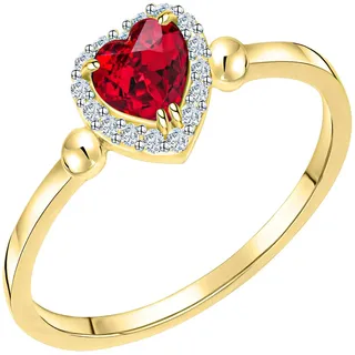 Goldring FIRETTI "Schmuck Geschenk Gold 375 Damenring Goldring" Gr. 60, bunt (gelbgoldfarben, weißgoldfarben, kristallweiß, rot), Fingerringe, Damen, 60, Gelbgold 375, 1mm, Goldring, mit Zirkonia (synth.)