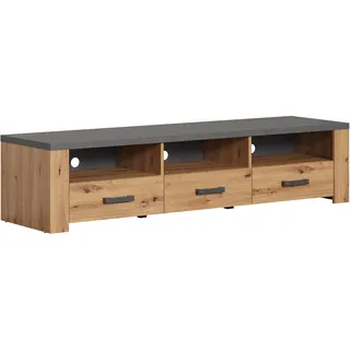 trendteam smart living - Follow - TV-Schrank - Eiche/Anthrazit - TV Lowboard mit Vollauszug Schubladen - (BxHxT) 180 x 43 x 50 cm - Fernsehtisch mit 3 offnen Fächern - Praktische Kabeldurchführungen