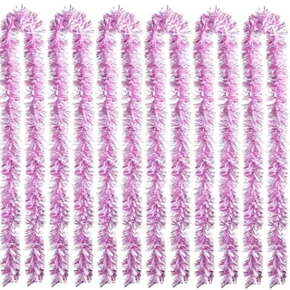 Sumind Weihnachts-Lametta 100 m Rosa/Weiß